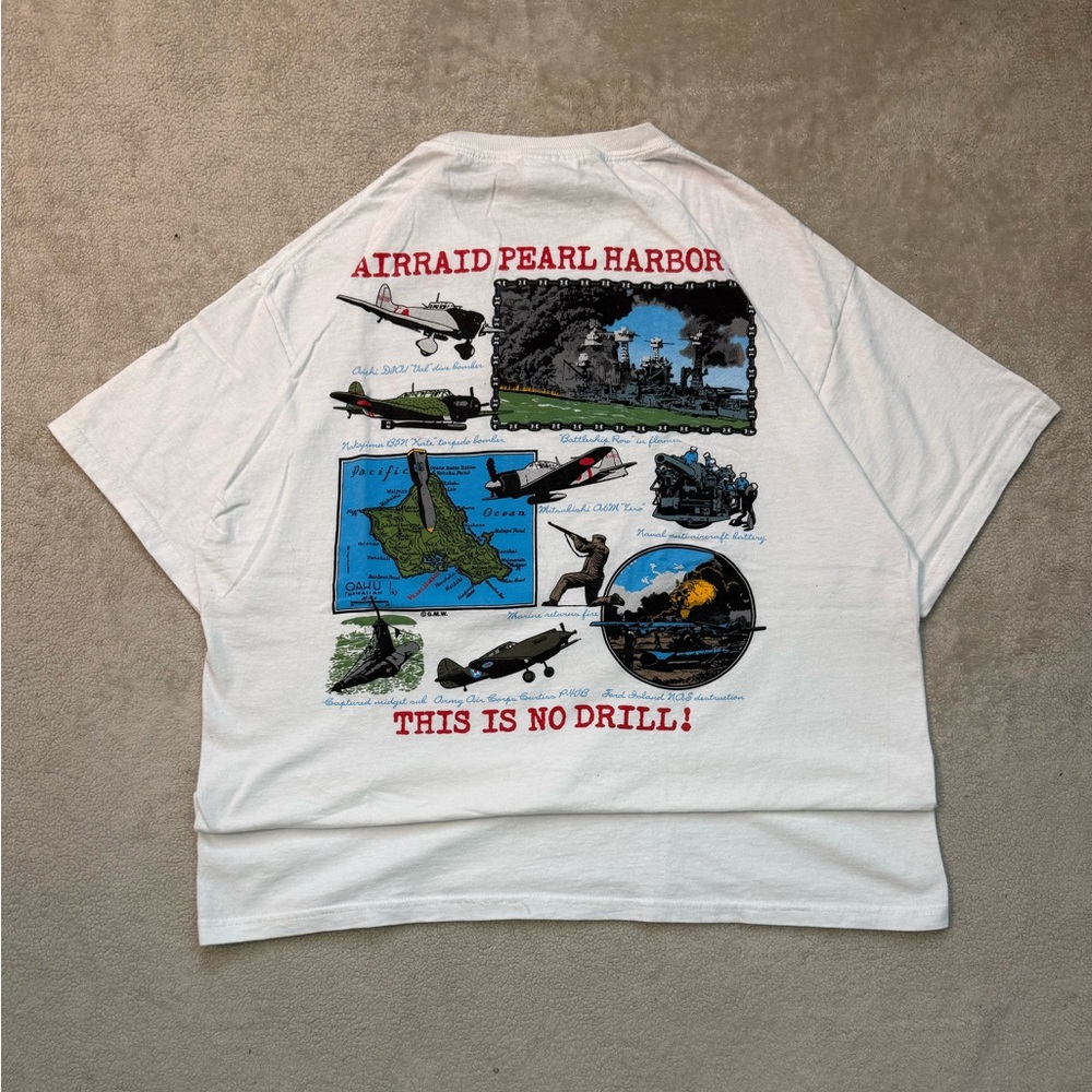Airraid Pearl Harbor Graphic Back Print Men’s White Tee